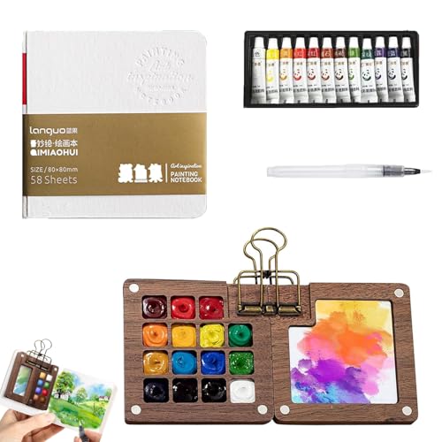 15 Farben Tragbare Aquarell Palette, Mini Aquarellkasten, Aquarellfarben Set, Skizzenbuch Palette aus Holz, Aquarell Malkasten, Magnetpalette mit Clip Mini-Holzpalettenbo Zusammenklappbare (15 Gitter) 15 Farben Tragbare Aquarell Palette, Mini Aquarellkasten, Aquarellfarben Set, Skizzenbuch Palette aus Holz, Aquarell Malkasten, Magnetpalette mit Clip Mini-Holzpalettenbo Zusammenklappbare (15 Gitter) von Fangehong
