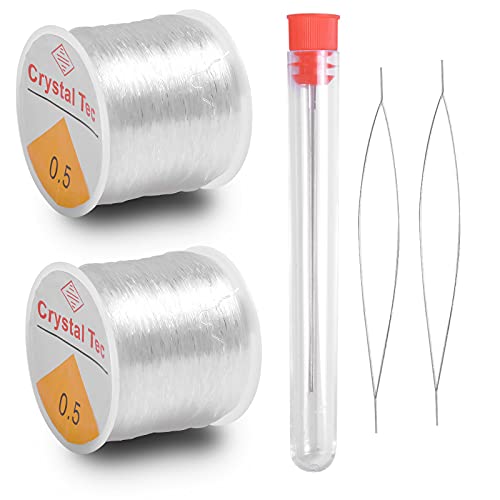 2 Spule 100 m Elastisch Schmuckfaden Schnur, Klar Nylonschnur Transparent Perlenfaden, 0,5mm Gummifaden Angelschnur für Armbänder Schmuck Basteln Hängende Dekoration, mit 2 Perlennadeln 2 Spule 100 m Elastisch Schmuckfaden Schnur, Klar Nylonschnur Transparent Perlenfaden, 0,5mm Gummifaden Angelschnur für Armbänder Schmuck Basteln Hängende Dekoration, mit 2 Perlennadeln von Fangehong