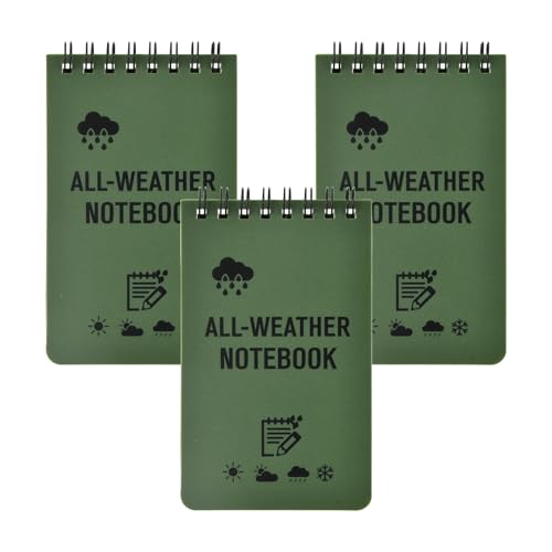 3 Stück Wasserdichtes Notizbuch, Allwetter-Notizblöcke mit Top-Spirale, Wasserdichtes Allwetter-Notizbuch, 100 Seiten, 50 Blatt, Einband Grün, Pocket notizbuch 7.6x12.7cm, für Outdoor-Aktivitäten 3 Stück Wasserdichtes Notizbuch, Allwetter-Notizblöcke mit Top-Spirale, Wasserdichtes Allwetter-Notizbuch, 100 Seiten, 50 Blatt, Einband Grün, Pocket notizbuch 7.6x12.7cm, für Outdoor-Aktivitäten von Fangehong