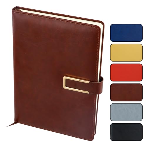 Fangehong Journal Buch, A5 Pu Leder Journal 224 Seiten, Notizbuch Dotted A5, Notizbuch a5 Liniert, Projects notizbuch mit Gummiband Lesezeichen für Schule, Business, Büro, 14,7x21,5cm (Braun) von Fangehong