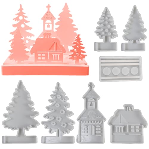 Fangfhai Weihnachtsformen, Weihnachtsbaumhaus, Aromatherapie, Kerzenform, Silikonform, leicht zu lösen, für Gips, Epoxidharz, Ornamente, Aromatherapie von Fangfhai