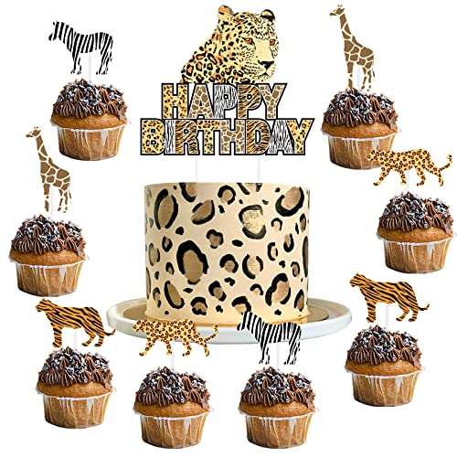 25 Stück Cheetah Happy Birthday Kuchen Topper Dschungel Safari Tier Cupcake Topper für Junge Mädchen Wild Geburtstag Baby Shower Party Supplies 25 Stück Cheetah Happy Birthday Kuchen Topper Dschungel Safari Tier Cupcake Topper für Junge Mädchen Wild Geburtstag Baby Shower Party Supplies von Fangleland