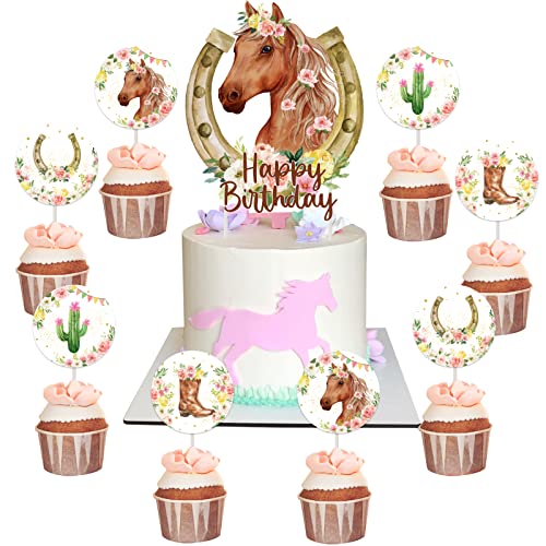 25 Stück Pferde-Kuchendekorationen für Mädchen, Geburtstag, Western-Cowgirl-Geburtstag, Cupcake-Topper mit Pferdestiefeln für Mädchen, Pferderennen, Geburtstagskuchen-Dekorationen 25 Stück Pferde-Kuchendekorationen für Mädchen, Geburtstag, Western-Cowgirl-Geburtstag, Cupcake-Topper mit Pferdestiefeln für Mädchen, Pferderennen, Geburtstagskuchen-Dekorationen von Fangleland