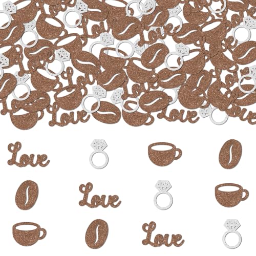 Fangleland 200 Stück Kaffee-Brautparty-Konfetti, Brautparty, Tischdekoration, Kaffee-Thema, Fotografie-Hintergrund für Hochzeit, Verlobung, Junggesellinnenabschied, Zubehör von Fangleland