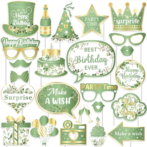Fangleland 24pcs Salbei-Grün Geburtstag Photo Booth Requisiten für Jungen und Mädchen, Olive Grün Happy Birthday Dekorationen Party Favors Zubehör Erwachsene Fangleland 24pcs Salbei-Grün Geburtstag Photo Booth Requisiten für Jungen und Mädchen, Olive Grün Happy Birthday Dekorationen Party Favors Zubehör Erwachsene von Fangleland