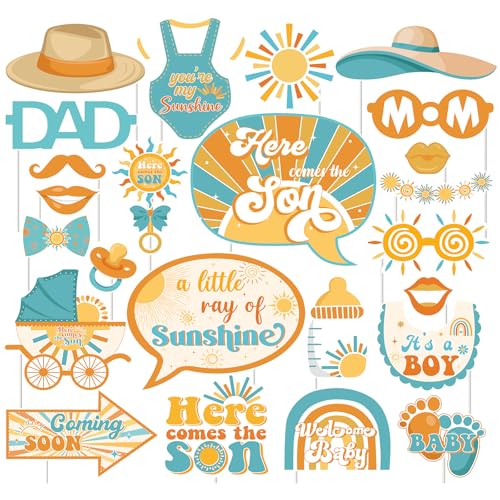Fangleland 24pcs Sonne Thema Baby Dusche Photo Booth Requisiten für Junge, Hier kommt der Sohn Boho Sonnenschein Orange und Blau Dekorationen Party Favors Zubehör Fangleland 24pcs Sonne Thema Baby Dusche Photo Booth Requisiten für Junge, Hier kommt der Sohn Boho Sonnenschein Orange und Blau Dekorationen Party Favors Zubehör von Fangleland
