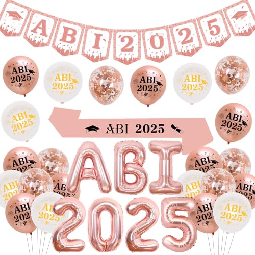 Fangleland ABI 2025 Deko Rosegold, Abitur Deko 2025, Party Deko Bestandene Prüfung mit ABI Luftballons Banner Schärpe für Abschlussfeier Party Dekoration Graduierung Deko Rosa Fangleland ABI 2025 Deko Rosegold, Abitur Deko 2025, Party Deko Bestandene Prüfung mit ABI Luftballons Banner Schärpe für Abschlussfeier Party Dekoration Graduierung Deko Rosa von Fangleland