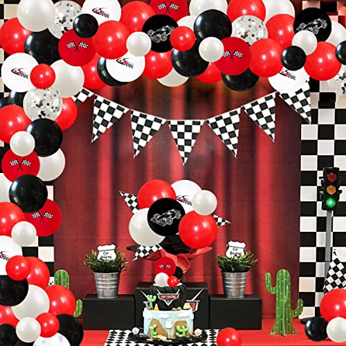 Fangleland Rennwagen Party Dekorationen Karierte Flagge Luftballons Garland Kit Rot und Schwarz Rennwagen 1. 2. Geburtstag Dekorationen Fangleland Rennwagen Party Dekorationen Karierte Flagge Luftballons Garland Kit Rot und Schwarz Rennwagen 1. 2. Geburtstag Dekorationen von Fangleland