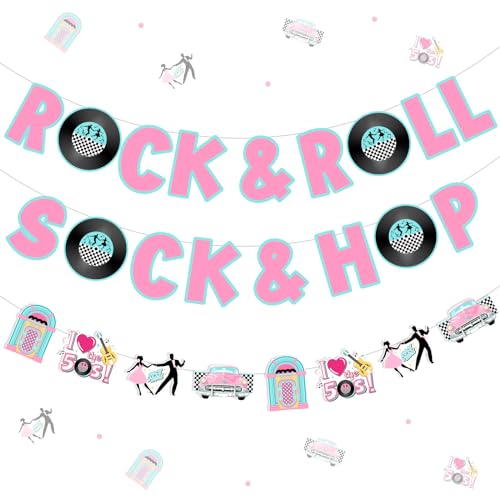 Fangleland Sock Hop Rock and Roll Banner Girlande, 50er Jahre Party Dekorationen, 1950er Jahre Thema Ich liebe die 50er Jahre Musik Themed Birthday Party Supplies Hanging Decors Fangleland Sock Hop Rock and Roll Banner Girlande, 50er Jahre Party Dekorationen, 1950er Jahre Thema Ich liebe die 50er Jahre Musik Themed Birthday Party Supplies Hanging Decors von Fangleland