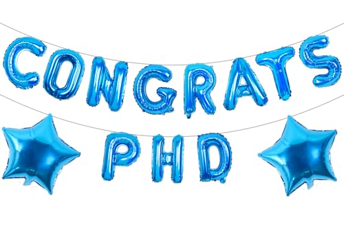 PHD Graduation Dekorationen, Congrats PHD Ballons Banner Blau und Stern Folienballon für Doktorate Graduation Dekorationen, PHD Feier Congrats Grad Party Supplies Klasse von 2025 von Fangleland
