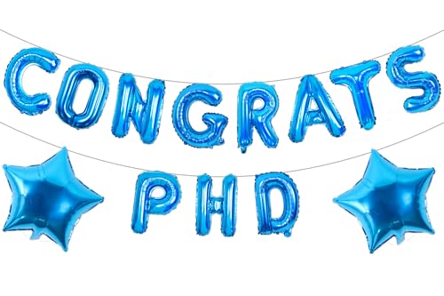 PHD Graduation Dekorationen, Congrats PHD Ballons Banner Blau und Stern Folienballon für Doktorate Graduation Dekorationen, PHD Feier Congrats Grad Party Supplies Klasse von 2024 von Fangleland