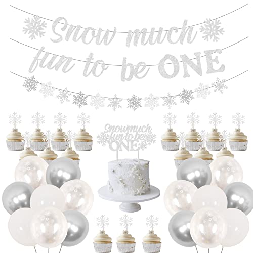 Winter Onederland Dekoration zum 1. Geburtstag, Glitzer, Silber, Schnee, viel Spaß, ein Banner und Kuchenaufsatz, Schneeflocken-Luftballons, Girlande, Cupcake-Dekoration für Mädchen, Jungen Winter Onederland Dekoration zum 1. Geburtstag, Glitzer, Silber, Schnee, viel Spaß, ein Banner und Kuchenaufsatz, Schneeflocken-Luftballons, Girlande, Cupcake-Dekoration für Mädchen, Jungen von Fangleland