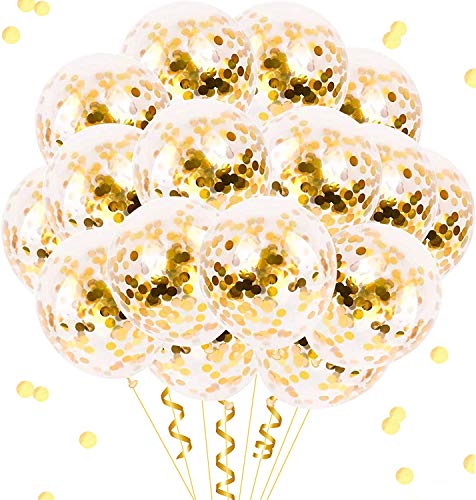 50 Stück Gold Konfetti Luftballons Latex Konfetti Luftballons Gold Party Luftballons für Geburtstagsfeier Hochzeit Verlobung Jubiläum Babyparty Abschlussfeier Weihnachten Karneval Dekoration von Fangoo