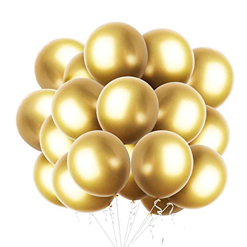50 Stück Gold Metallic Luftballons für Party glänzende Gold Latex Luftballons für Geburtstag Hochzeit Verlobung Jubiläum Baby Shower Festival Picknick Abschluss Weihnachten oder jede Party Dekoration von Fangoo
