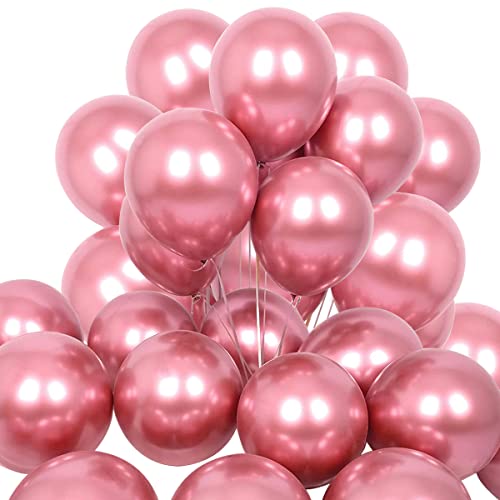 50 Stück Rot Metallic Luftballons für Party glänzende Latex Luftballons für Geburtstag Hochzeit Verlobung Jubiläum Baby Shower Festival Picknick Abschluss Weihnachten Dekoration von Fangoo