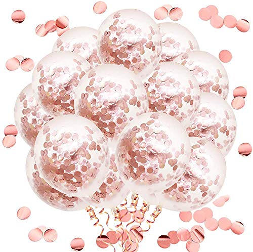 50 Stück Roségold Konfetti Luftballons Latex Konfetti Luftballons Roségold Party Luftballons für Geburtstagsfeier Hochzeit Verlobung Jubiläum Babyparty Abschlussfeier Weihnachten Karneval Dekoration von Fangoo