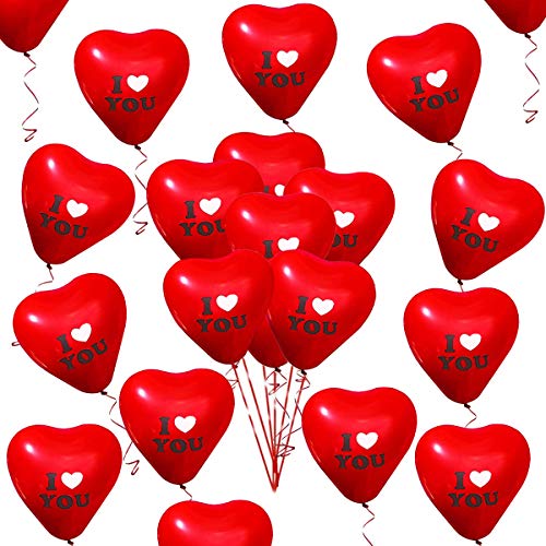 50 Stück Rot Liebe Herz Luftballons Rot Latex Herz Luftballons für Valentinstag Hochzeitstag Verlobung Geburtstag Garten Abschlussball Abschlussball Party Dekoration Romantische Dekoration von Fangoo