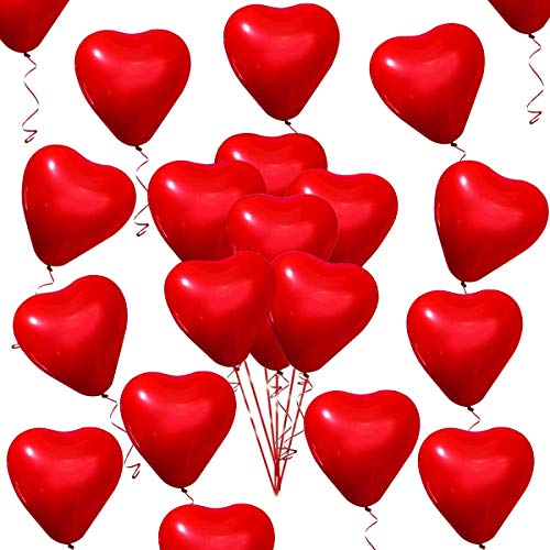 50 Stück Rot Liebe Herzballons Rot Latex Herz Luftballons für Valentinstag Hochzeitstag Verlobung Geburtstag Feier Abschlussfeier Abschlussball Party Romantische Dekoration von Fangoo
