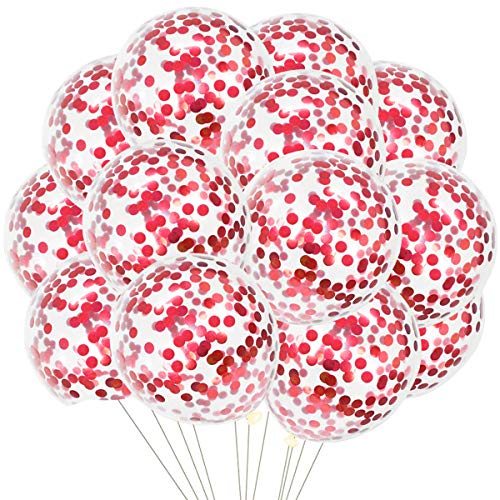 Fangoo 50 Stück Rote Konfetti Luftballons Latex Konfetti Luftballons Rote Party Luftballons für Geburtstagsfeier Hochzeit Verlobung Jubiläum Babyparty Abschlussfeier Weihnachten Karneval Dekoration von Fangoo