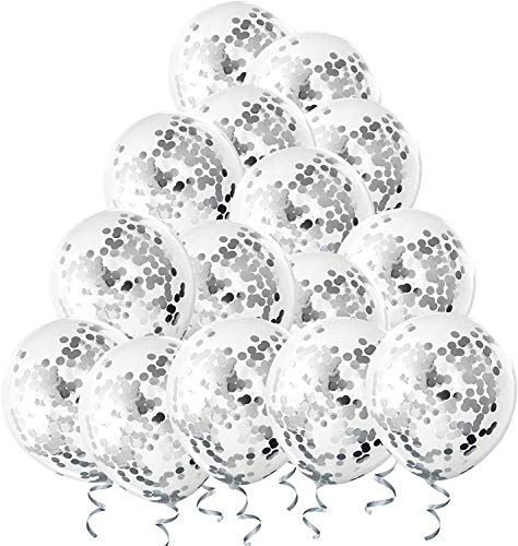 50 Stück Silberne Konfetti Luftballons Latex Konfetti Luftballons Silberne Party Luftballons für Geburtstagsfeier Hochzeit Verlobung Jubiläum Babyparty Abschlussfeier Weihnachten Dekoration von Fangoo