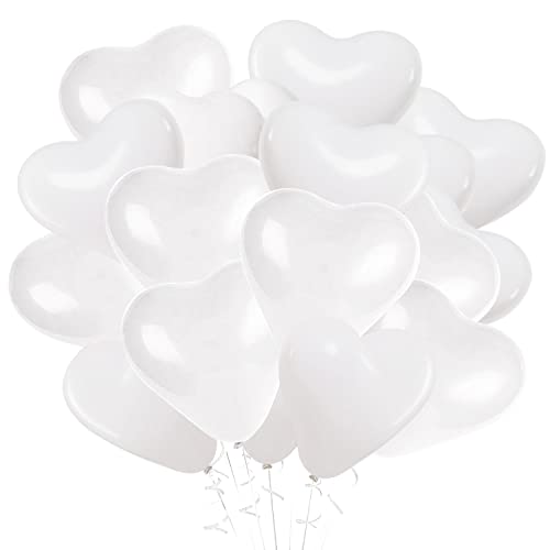 50 Stück Weiß Liebe Herzballons 25cm Weiß Latex Herz Luftballons für Valentinstag Hochzeitstag Verlobung Geburtstag Feier Abschlussfeier Abschlussball Party Romantische Dekoration von Fangoo