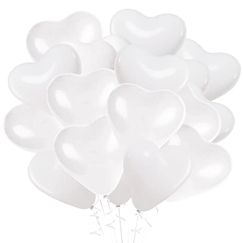 50 Stück Weiß Liebe Herzballons Weiß Latex Herz Luftballons für Valentinstag Hochzeitstag Verlobung Geburtstag Feier Abschlussfeier Abschlussball Party Romantische Dekoration von Fangoo