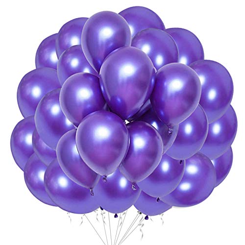 50 Stück Lila Metallic Luftballons für Party glänzende Lila Latex Luftballons für Geburtstag Hochzeit Verlobung Jubiläum Baby Shower Festival Picknick Abschluss Weihnachten oder jede Party Dekoration von Fangoo