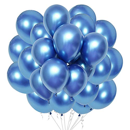 50 Stück Blau Metallic Luftballons für Party glänzende Blau Latex Luftballons für Geburtstag Hochzeit Verlobung Jubiläum Baby Shower Festival Picknick Abschluss Weihnachten oder jede Party Dekoration von Fangoo