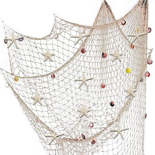 Nature Fish Net Wanddekoration mit Muscheln und 10 Stück natürlichen Seesternen Fischernetz im mediterranen Stil mit Meeresmotiven für Strandpartys Hochzeiten Fotografie Wanddekoration,150cm × 200cm Nature Fish Net Wanddekoration mit Muscheln und 10 Stück natürlichen Seesternen Fischernetz im mediterranen Stil mit Meeresmotiven für Strandpartys Hochzeiten Fotografie Wanddekoration,150cm × 200cm von Fangoo