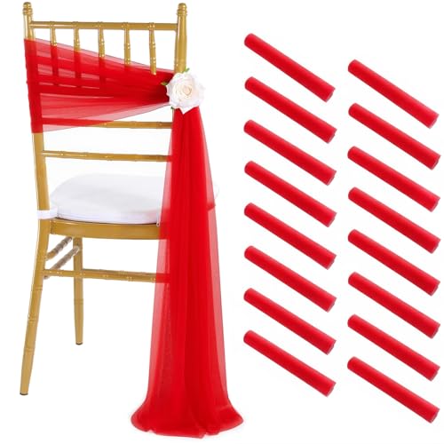 Rote Stuhlschärpen, 16 Packungen, 2,4 m lang, Gang, Hochzeit, Stuhlrückseite, Dekoration, Stoff, durchsichtig, Kirche, Tüll, Stühle, Vorhänge, Großpackung Rote Stuhlschärpen, 16 Packungen, 2,4 m lang, Gang, Hochzeit, Stuhlrückseite, Dekoration, Stoff, durchsichtig, Kirche, Tüll, Stühle, Vorhänge, Großpackung von Fanqisi