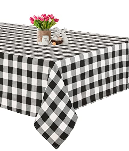 Schwarz-weiße karierte Tischdecke, 142 x 308 cm, Büffelkaro, Tischdecke, Bauernhaus-Tischdecke für Frühlings-Thema, Bauernhaus-Party-Dekoration Schwarz-weiße karierte Tischdecke, 142 x 308 cm, Büffelkaro, Tischdecke, Bauernhaus-Tischdecke für Frühlings-Thema, Bauernhaus-Party-Dekoration von Fanqisi