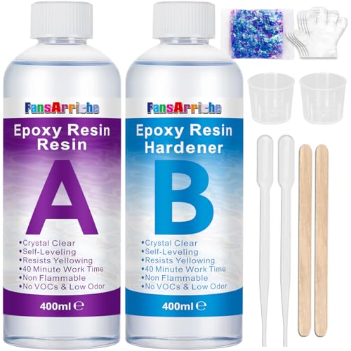 FansArriche Epoxidharz – 800 ml/850 g kristallklares Epoxidharz zum Gießen und Beschichten – einfache Mischung im Verhältnis 1:1, transparentes 2-teiliges Harz für Tischplatten, Trinkgläser, Schmuckhe FansArriche Epoxidharz – 800 ml/850 g kristallklares Epoxidharz zum Gießen und Beschichten – einfache Mischung im Verhältnis 1:1, transparentes 2-teiliges Harz für Tischplatten, Trinkgläser, Schmuckhe von FansArriche
