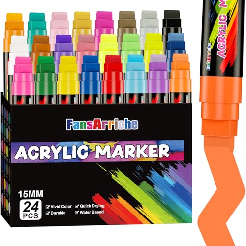 FansArriche Acryl Marker, 15 mm Jumbo -Filztipp, 24 farben wasserdichte Lackierstifte zum Markieren, Acrylmarker für Steine Wasserfest, Schilder, Kalligraphie und Gemälde im Freien FansArriche Acryl Marker, 15 mm Jumbo -Filztipp, 24 farben wasserdichte Lackierstifte zum Markieren, Acrylmarker für Steine Wasserfest, Schilder, Kalligraphie und Gemälde im Freien von FansArriche