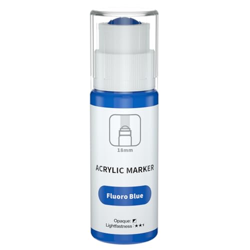 FansArriche Acryl Marker, 18mm Acryl Stifte Jumbo (60 ml), wasserfest Acrylmarker für Kunst, Leinwand, Metall, Papier, Stein, Acryl Marker, permanente Tinte für langlebige Etiketten Blau Fluo von FansArriche