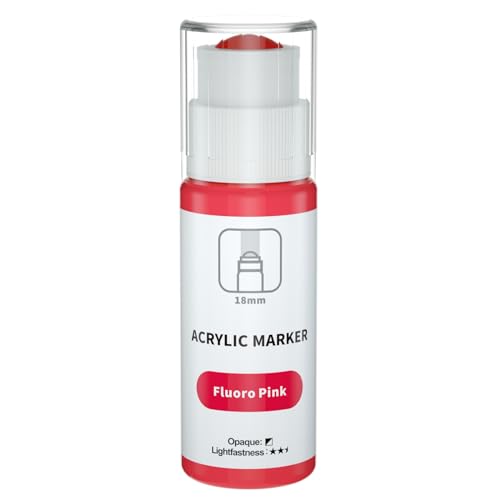 FansArriche Acryl Marker, 18mm Acryl Stifte Jumbo (60 ml), wasserfest Acrylmarker für Kunst, Leinwand, Metall, Papier, Stein, Acryl Marker, permanente Tinte für langlebige Etiketten Rosa Fluo von FansArriche