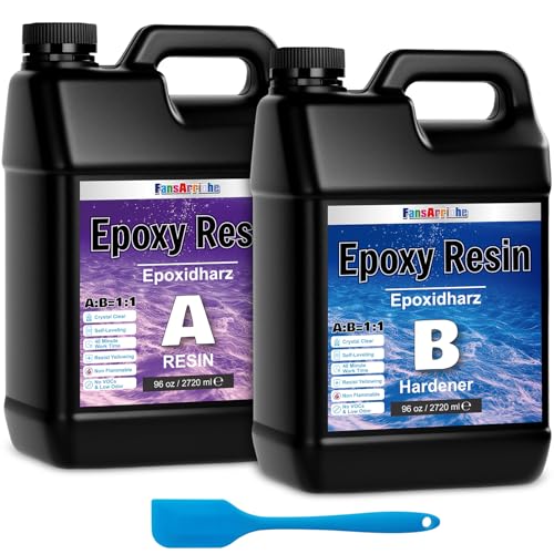 FansArriche Epoxidharz, transparent, 192 oz/5440 ml resin 1: 1-Verhältnis; Kunstharz-Beschichtung, kristallklar, für Holz, künstlerische Kreationen, Restauration FansArriche Epoxidharz, transparent, 192 oz/5440 ml resin 1: 1-Verhältnis; Kunstharz-Beschichtung, kristallklar, für Holz, künstlerische Kreationen, Restauration von FansArriche