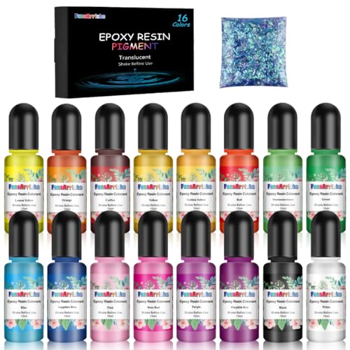 FansArriche Epoxidharz Farbe - 16 Farben Flüssiger Epoxidharz Pigment Farbstoff für Epoxy Resin Kunst von FansArriche