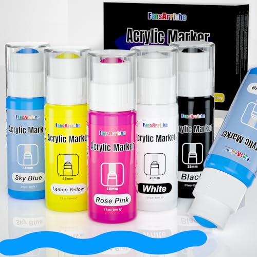 FansArriche Acryl Marker, 5 Farbe 18mm Acryl Stifte Jumbo, wasserfest Acrylmarker Acryl für Kunst, Leinwand, Metall, Papier, Stein, Acryl Marker, permanente Tinte für langlebige Etiketten FansArriche Acryl Marker, 5 Farbe 18mm Acryl Stifte Jumbo, wasserfest Acrylmarker Acryl für Kunst, Leinwand, Metall, Papier, Stein, Acryl Marker, permanente Tinte für langlebige Etiketten von FansArriche