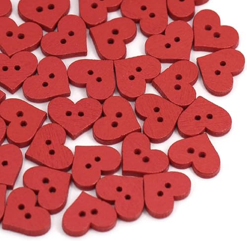 100 rote Herz-Holzknöpfe, 1,5 cm, 2-Loch-Nähknöpfe für Handwerk und Heimwerker, Naturholz, Nähutensilien und Bastelbedarf 100 rote Herz-Holzknöpfe, 1,5 cm, 2-Loch-Nähknöpfe für Handwerk und Heimwerker, Naturholz, Nähutensilien und Bastelbedarf von Fansoftiks