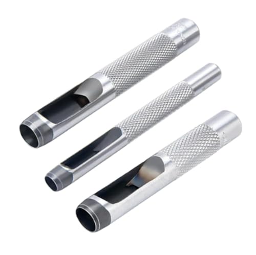 3-teiliges Lochstanzer-Set mit silberfarbenen Ösen, Stahl-Lochstanzer-Set, 3-teiliges Set (1/4, 3/8, 1/2 Zoll) ist ein Original-Zubehör für das ASDFGHT-Werkzeugset, Ösen-Kits von Fansoftiks