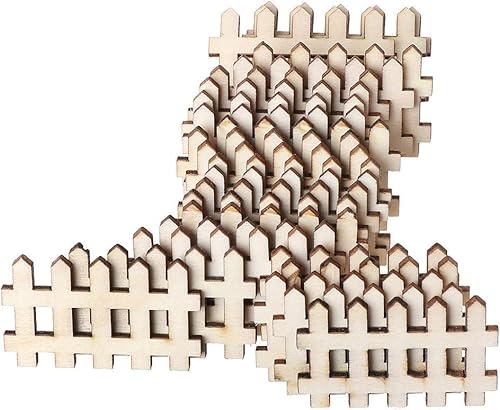 Holzzaun-Verzierungen, unlackierte Holzausschnitte für Scrapbooking und Bastelarbeiten, lasergeschnittene Zaunformen, Heim-/Party-Dekoration, natürliche Holzornamente, Bastelbedarf, 25 Stück von Fansoftiks