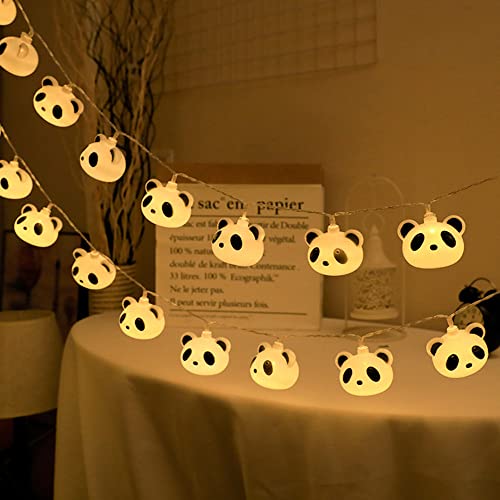 Fantasee LED-Lichterkette mit Panda-Kopf, batteriebetrieben, 1,5 m, fantastisches Licht für Schlafzimmer, Babyzimmer, Kinderzimmer, Geburtstagsparty, Dekoration (1,5 m, 10 LEDs, Panda-Kopf) von Fantasee