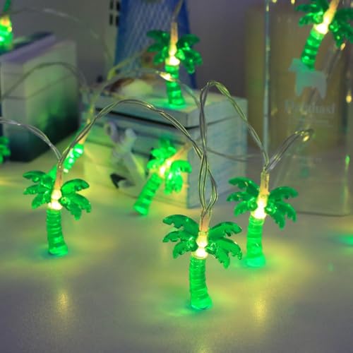 Fantasee Tropische Sommer-Lichterkette, batteriebetrieben, Heimdekoration, LED-Lichterkette, fantastische Lichter für Schlafzimmer, Geburtstag, Hawaii-Party-Dekor (Palme, 20 LED) von Fantasee