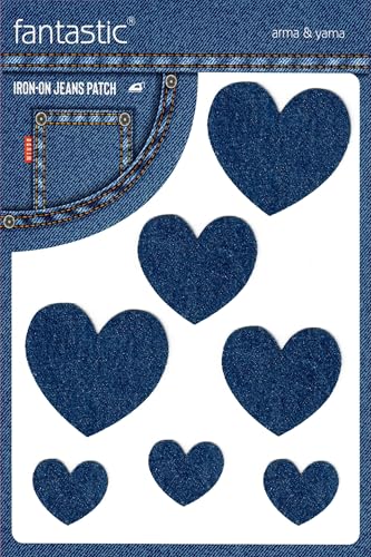 Aufnäher zum Aufbügeln Jeans Emblem Patch Jeans Patch Denim Jeans Reparatur & Deko Zweck Herz (Dunkelblau) von Fantastic Arma