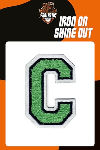 Grüne Chenille Aufbügler Buchstaben Patches (ca. 5,6 cm x 8,9 cm) – Weiche Varsity Alphabet Applikationen für Jacken, Rucksäcke, Hüte, Jeans, Handwerk & DIY Kleidung Dekoration (C) von Fantastic Arma
