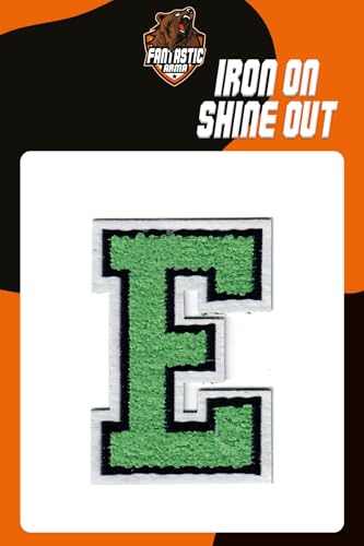 Grüne Chenille Aufbügler Buchstaben Patches (ca. 5,6 cm x 8,9 cm) – Weiche Varsity Alphabet Applikationen für Jacken, Rucksäcke, Hüte, Jeans, Handwerk & DIY Kleidung Dekoration (E) von Fantastic Arma