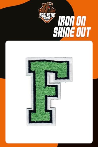 Grüne Chenille Aufbügler Buchstaben Patches (ca. 5,6 cm x 8,9 cm) – Weiche Varsity Alphabet Applikationen für Jacken, Rucksäcke, Hüte, Jeans, Handwerk & DIY Kleidung Dekoration (F) von Fantastic Arma