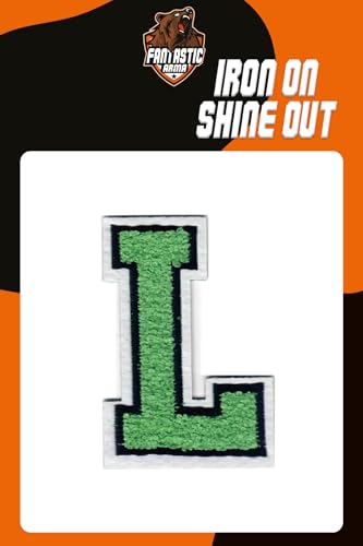Grüne Chenille Aufbügler Buchstaben Patches (ca. 5,6 cm x 8,9 cm) – Weiche Varsity Alphabet Applikationen für Jacken, Rucksäcke, Hüte, Jeans, Handwerk & DIY Kleidung Dekoration (L) von Fantastic Arma