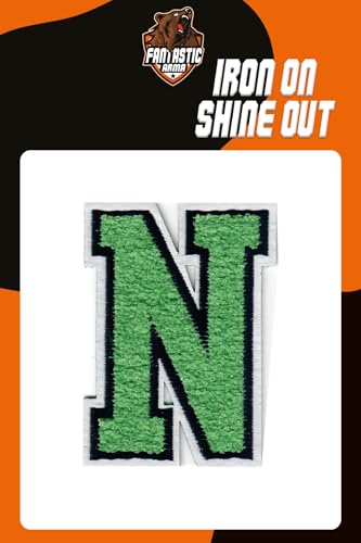 Grüne Chenille Aufbügler Buchstaben Patches (ca. 5,6 cm x 8,9 cm) – Weiche Varsity Alphabet Applikationen für Jacken, Rucksäcke, Hüte, Jeans, Handwerk & DIY Kleidung Dekoration (N) von Fantastic Arma