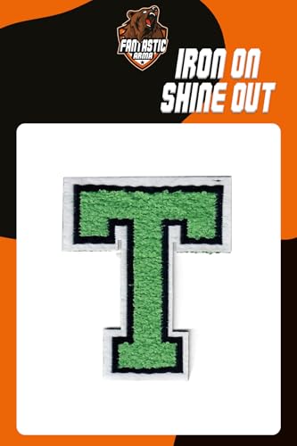 Grüne Chenille Aufbügler Buchstaben Patches (ca. 5,6 cm x 8,9 cm) – Weiche Varsity Alphabet Applikationen für Jacken, Rucksäcke, Hüte, Jeans, Handwerk & DIY Kleidung Dekoration (T) von Fantastic Arma